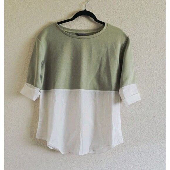 Cos Hem Women’s Sweatshirt Cotton Blend Green and White Size Small - Picture 2 of 9